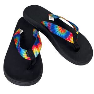 Chaco Mens Flip Flop Sandals 11 Tie Dye Rainbow